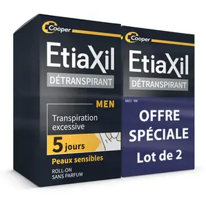 Comparateur de prix : Etiaxil Men Détranspirant Transpiration Excessive Roll On 2 x 15 ml