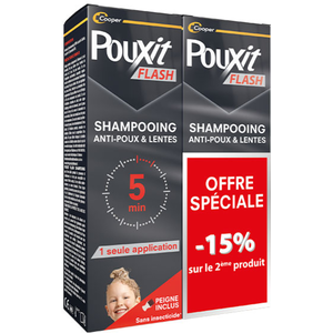 Pouxit flash shampoing 2x100ml pas cher