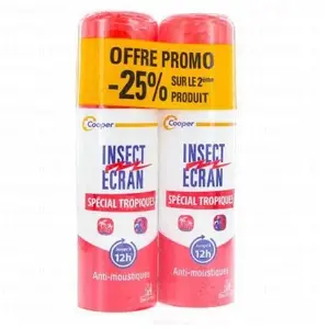 Comparateur de prix : Insect Ecran Anti-moustiques Spray répulsif peau Tropiques 2 x 75 ml