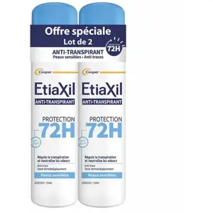 Comparateur de prix : Etiaxil Anti-transpirant Aérosol Protection 72H 2 x 150 ml
