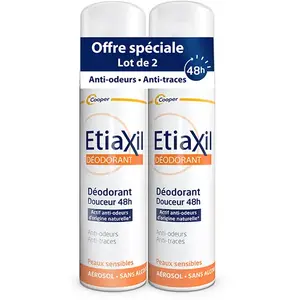 Comparateur de prix : Etiaxil Déodorant Douceur 48h Aérosol Lot de 2 x 150ml
