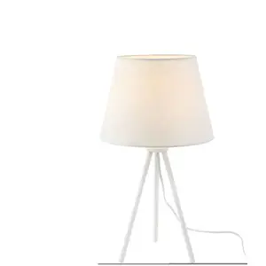 Lampe Métal et tissu 45 cm TREPIED coloris blanc pas cher