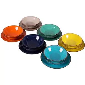 Service 18 pièces en faïence COLORS coloris assortis pas cher
