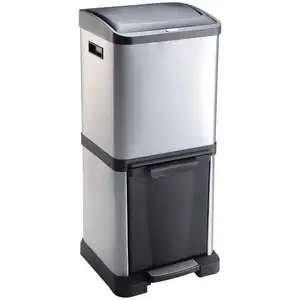 Poubelle cuisine 34 L TRIMOI coloris gris pas cher
