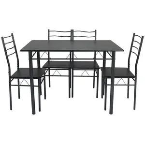 Ensemble table et 4 chaises HELL coloris noir pas cher