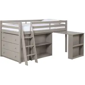 Lit combiné 90x190 cm ELIOTT W coloris taupe pas cher