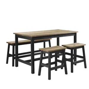 Ensemble table + 2 tabourets + 1 banc de cuisine SAN DIEGO coloris nat... pas cher