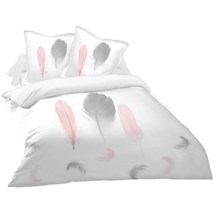 Parure housse de couette 240x220cm + 2 taies d'oreiller PLUMES pas cher