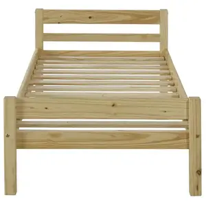 Lit simple 90x190 cm ANDY coloris naturel pas cher