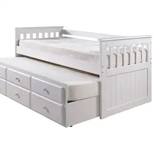 Lit gigogne 90x190 cm CAPTAIN coloris blanc pas cher