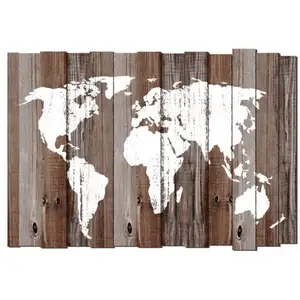 Carte du monde imprimée sur bois MAPPY coloris blanc pas cher