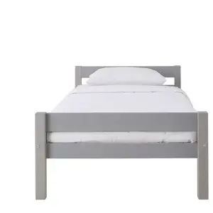 Lit simple 90x190 cm ANDY coloris gris pas cher