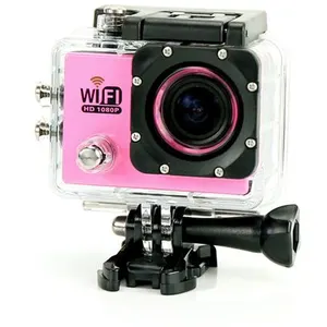 Yonis Camera Embarquée Sports Wi-Fi LCD Caisson Etanche Waterproof 12 Mp Full HD Rose + SD 16Go