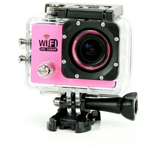 YONIS Camera Embarquée Sports Wi-Fi LCD Caisson Etanche Waterproof 12 Mp Full HD Rose + SD 8Go