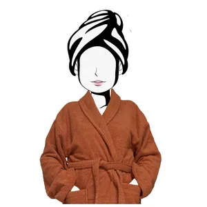 Peignoir en coton 500gr/m2 LAGUNE, par Soleil d'Ocre orange XL pas cher