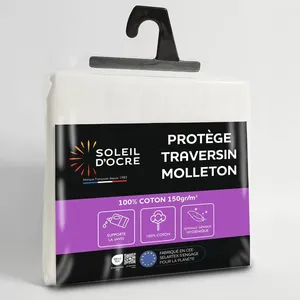 Protège taie de traversin en coton 45x90 cm MOLLETON par Soleil docre pas cher