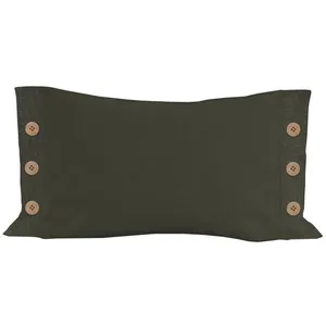 Coussin décoratif lin coton 32x50 cm LINO kaki, par Soleil d'Ocre