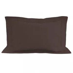 Taie d'oreiller en coton 57 fils 50x70 cm UNI brun, par Soleil d'ocre pas cher