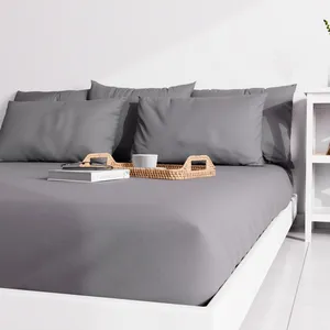 Atmosphère Soleil D Ocre - Drap housse uni 140x190 cm zzz gris pas cher