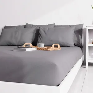 Atmosphère Drap housse uni 160x200 cm ZZZ gris pas cher