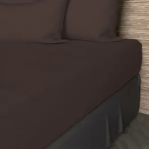 Drap housse en coton 57 fils 200x200 cm UNI brun, par Soleil d'ocre