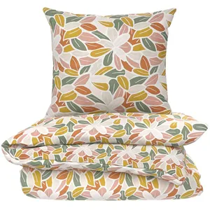 Parure De Lit 140x200 Cm Rose Clair Imprimé Percale De Coton Housse De Couette + 1 Taie D'oreiller 65x65 Cm Katia Tex Home - La Parure De Lit pas cher