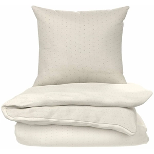 Parure De Lit 260x240 Cm Ecru Imprimé 100% Coton Housse De Couette + 2 Taies D'oreiller 65x65 Cm Laurin Tex Home pas cher