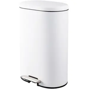 Poubelle en métal - blanc - 30L CARREFOUR HOME pas cher