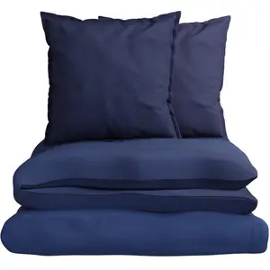 Parure de lit 200x200 cm Bleu Marine Gaufré 100% Coton Bio Housse de C... pas cher