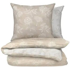 Parure De Lit 260x240 Cm Beige 100% Coton Housse De Couette + 2 Taies D'oreiller 65x65 Cm Tex Home - La Parure De Lit pas cher
