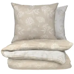 Parure De Lit 240x220 Cm Beige 100% Coton Housse De Couette + 2 Taies D'oreiller 65x65 Cm Tex Home - La Parure De Lit pas cher