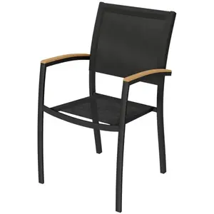 Carrefour Fauteuil De Jardin Empilable Aluminium Noir Gaya Hyba - Le Fauteuil pas cher