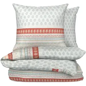 Parure De Lit 260x240 Cm Blanc Cassé 100% Coton Housse De Couette + 2 Taies D'oreiller 65x65 Cm Tex Home - La Parure De Lit pas cher