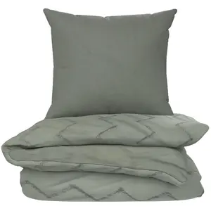 Parure de lit 240x220 cm Anthracite Tufté 100% Coton Housse de Couette... pas cher