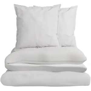 Parure De Lit 260x240 Cm Blanc Gaufré 100% Coton Bio Housse De Couette + 2 Taies D'oreiller 65x65 Cm Tex Home - La Parure De Lit pas cher
