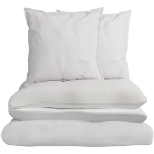 Parure De Lit 260x240 Cm Gris Clair Gauffré 100% Coton Bio Housse De Couette + 2 Taies D'oreiller 65x65 Cm Tex Home - La Parure De Lit pas cher