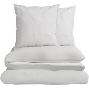 Parure de lit 200x200 cm Gris Clair Gauffré 100% Coton Bio Housse de C... pas cher