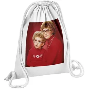 Fabulous Sac de Gym en Coton Blanc Photo Retro Mere & Enfant Pull Roug...