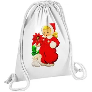 Fabulous Sac de Gym en Coton Blanc Enfant de Noel Lapin Mignon Vintage...