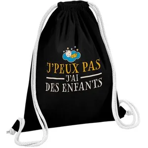Fabulous Sac de Gym en Coton Noir J'peux pas j'ai des enfants 12 Litre... pas cher