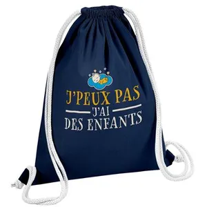 Fabulous Sac de Gym en Coton Bleu J'peux pas j'ai des enfants 12 Litre... pas cher