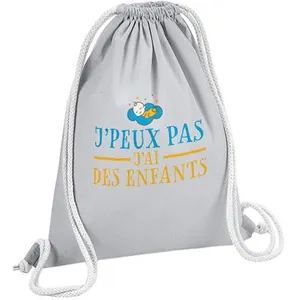 Fabulous Sac de Gym en Coton Gris J'peux pas j'ai des enfants 12 Litre... pas cher
