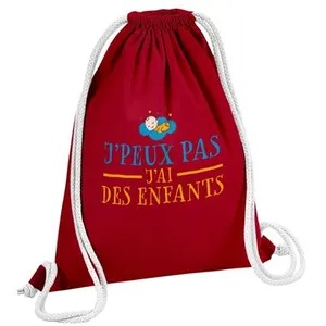 Fabulous Sac de Gym en Coton Rouge J'peux pas j'ai des enfants 12 Litr... pas cher