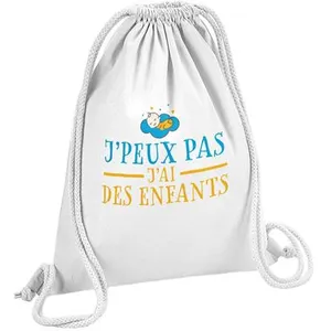 Non communiqué Fabulous Sac de Gym en Coton Blanc J'peux pas j'ai des enfants 12 Litres pas cher