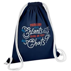 Fabulous Sac de Gym en Coton Bleu Pourquoi avoir des Enfants ? Chats 1...