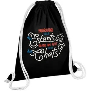 Fabulous Sac de Gym en Coton Noir Pourquoi avoir des Enfants ? Chats 1...