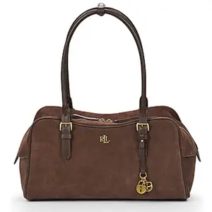 Lauren Ralph Lauren pour femme. 431P15643004 Grand sac à main Marcy en daim marron (OSFA), Casuel, Classique, Cuir