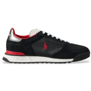 Chaussures Ralph Lauren Varick daim oxford noir rouge - 41 pas cher