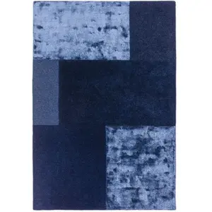 Novatrend Tapis tufté main en laine bleu 160x230 cm pas cher