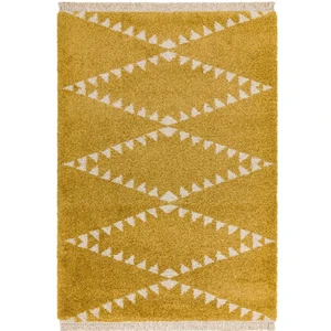 Novatrend Tapis épais style berbère jaune 120x170 cm pas cher